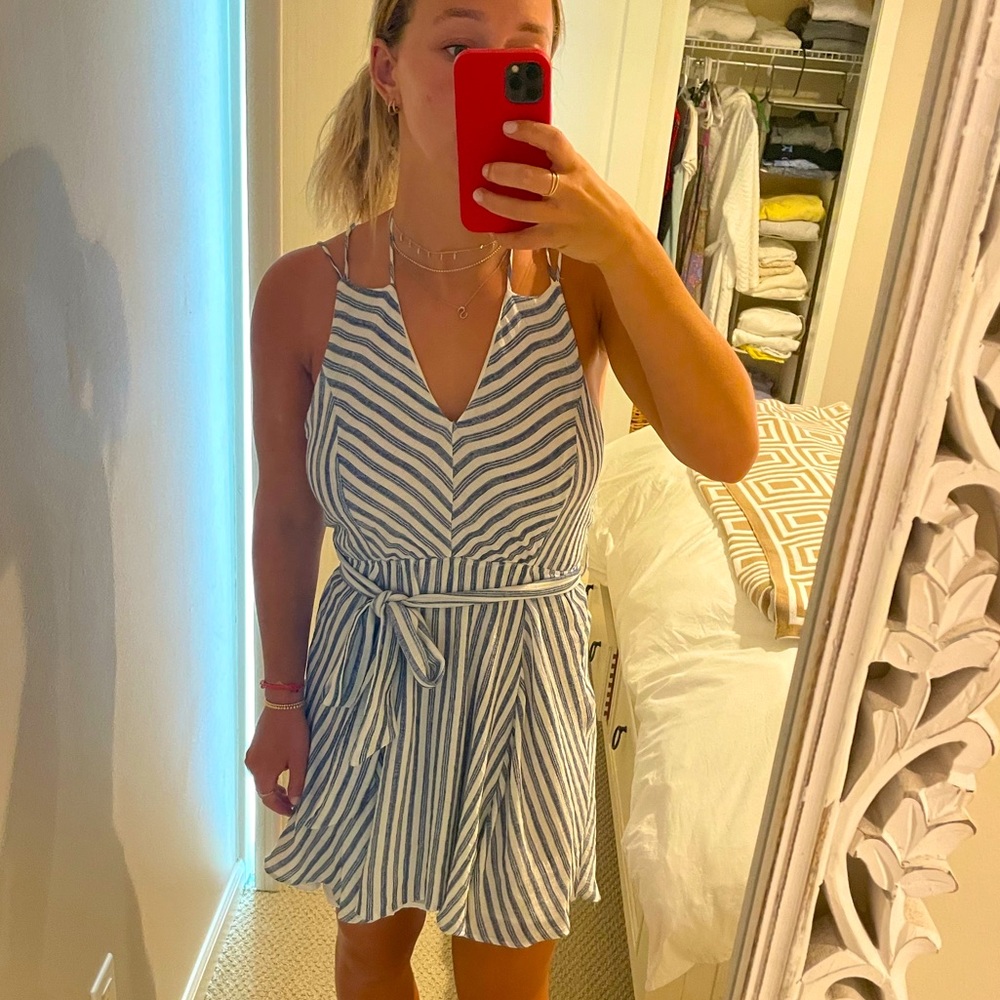 Blue and white stripe dress